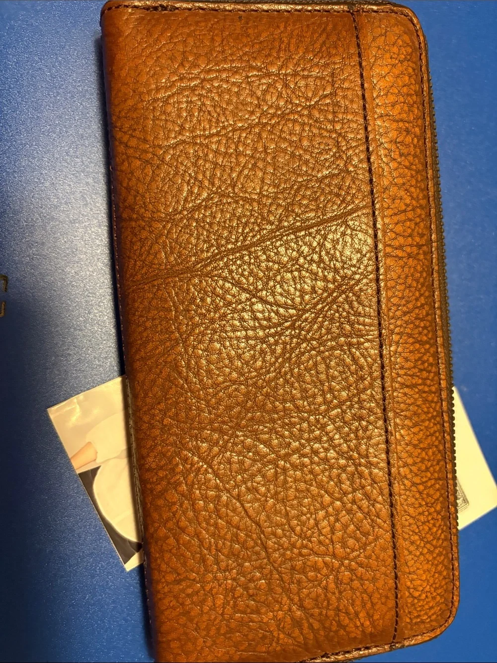 Brighton Toscana Brown Tooled Leather zip wallet Like New
